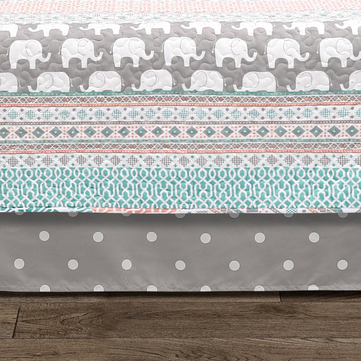 6pc Elephant Striped Daybed Kids' Cover Set - Lush Décor: Daybed Bedding Sets, Comforter, Pillowcases, Multicolor - thumbnail 3