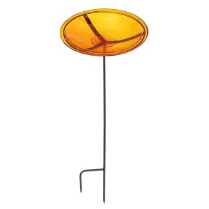 Achla Designs 39" Reflective Crackle Glass Birdbath Bowl with Stake - 1 of 3