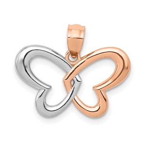 Black Bow Jewelry 14k Rose Gold and White Rhodium Heart Winged Butterfly Pendant, 19mm - 1 of 4