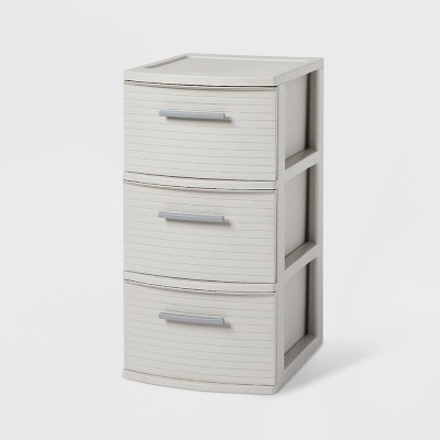 Folding Grey & White 3-Drawer Storage Draws 