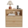 Fluted Farmhouse Nightstand with Charging Station: 2-Drawer End Table for Bedroom/Home Office - 2 of 4