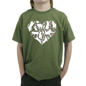 LA Pop Art Cat Heart - Boy's Word Art T-Shirt - 1 of 4
