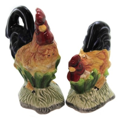 Tabletop 4.75" Rooster Salt/Pepper Farm Bird Feathers Cosmos Gifts Corp.  -  Salt And Pepper Shaker Sets