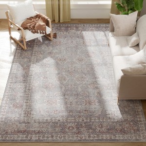 HOMCOM Machine Washable Area Rug, Non-Slip Traditional Flower Print Floor Carpet for Living Room, Bedroom, Dining Room - 1 of 4