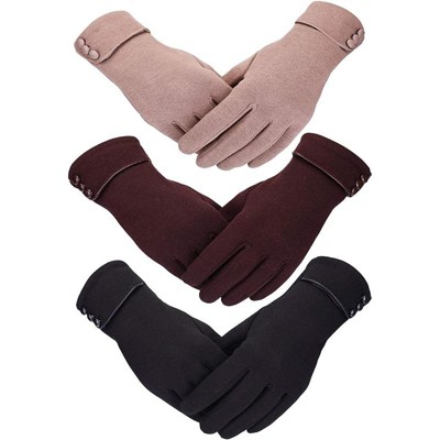 Zuppad 3 Pairs Womens Gloves Winter Touchscreen Texting Phone Windproof Gloves Warm Fleece Lined Cold Weather