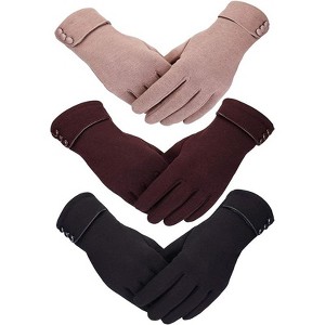 Zuppad 3 Pairs Womens Gloves Winter Touchscreen Texting Phone Windproof Gloves Warm Fleece Lined Cold Weather - 1 of 4