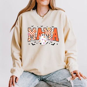 Simply Sage Market Mama Checkered Girl Ghost Lightweight Garment Dyed Sweatshirt - 1 of 4