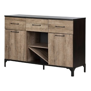 Valet Buffet with Wine Storage Weathered Oak and Black - South Shore - 1 of 4