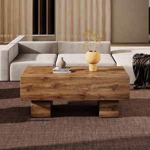 FONTOI Coffee Table with Patterns, Side Table with Spacious Top, Easy to Clean, Wood, 21.6"*17.2"*43.3" - 1 of 4