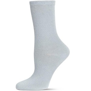Memoi Women's Solid Soft Flat Knit Cashmere Blend Crew Sock - 1 of 3