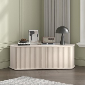 Galano Corner TV Stand with Fluted Doors in Parchment 43.3" W × 20.0" D × 14.8" H - 1 of 4