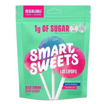 SmartSweets Lollipops, Watermelon & Blue Raspberry Candy - 3oz