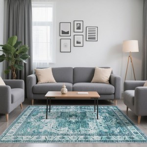 Area Rugs for Living Room - Machine Washable Non Slip Vintage Rugs, Low Pile Lightweight Chenille Print Rug for Bedroom, Dining Room, Home Office - 1 of 4