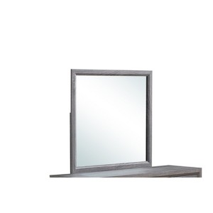 HomeStock Rustic Grey Mirror with Weathered Texture and Sturdy Frame – Stylish Bedroom Wall Accent - 1 of 4