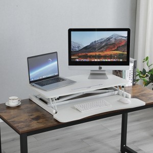 GDFStudio Hardy 32" Adjustable Height Wood and Metal Monitor Risers Stand with Keyboard Tray - 1 of 4