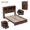 Traditional 4-Piece Queen Bed Set with USB Charging Headboard, 2 Nightstands and 5-Drawer Dresser for Master Bedroom-Cuddlewood - 3 of 4