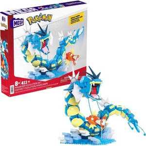 Mega Brands MEGA Pokemon Action Figure Building Set for Kids, Magikarp Development Set with 411 Pieces, Building Adjustable Gyarados, 20 Inch High, - 1 of 4