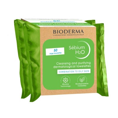 Bioderma Sebium H2O Facial Cleansing Wipes - 25ct/2pk