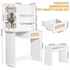 Vanity Desk Set Stool & Dressing Table with LED Lighting Mirror Drawer and Compartments Modern Wood Cosmetic Table Chest of Drawers - 3 of 4