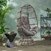 DSVIMOY Egg Chairs, Patio Egg Chair with Cushion and Pillow, Rattan Egg Chairs for Porch, Grey &Taupe, 30.5"*28"*58" - 2 of 4