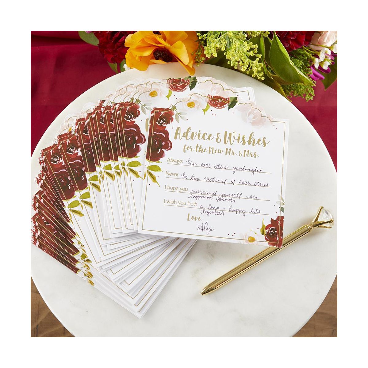 Kate Aspen Burgundy Blush Floral Wedding Advice Card (Set of 50) | 28507NA - thumbnail 8