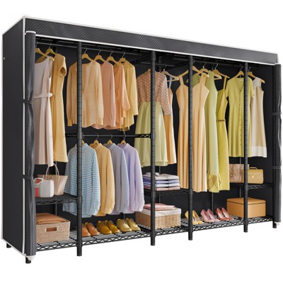 VIPEK V50C Extra Large Coverd Clothes Rack, Black Closet Rack with Gray  Upgarded Polyester Cover, Multi-Functional Wardrobe Closet Clothing Rack