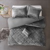Gulches Twin Twin XL Gray Velvet 3 Piece Duvet Cover Set - 2 of 4