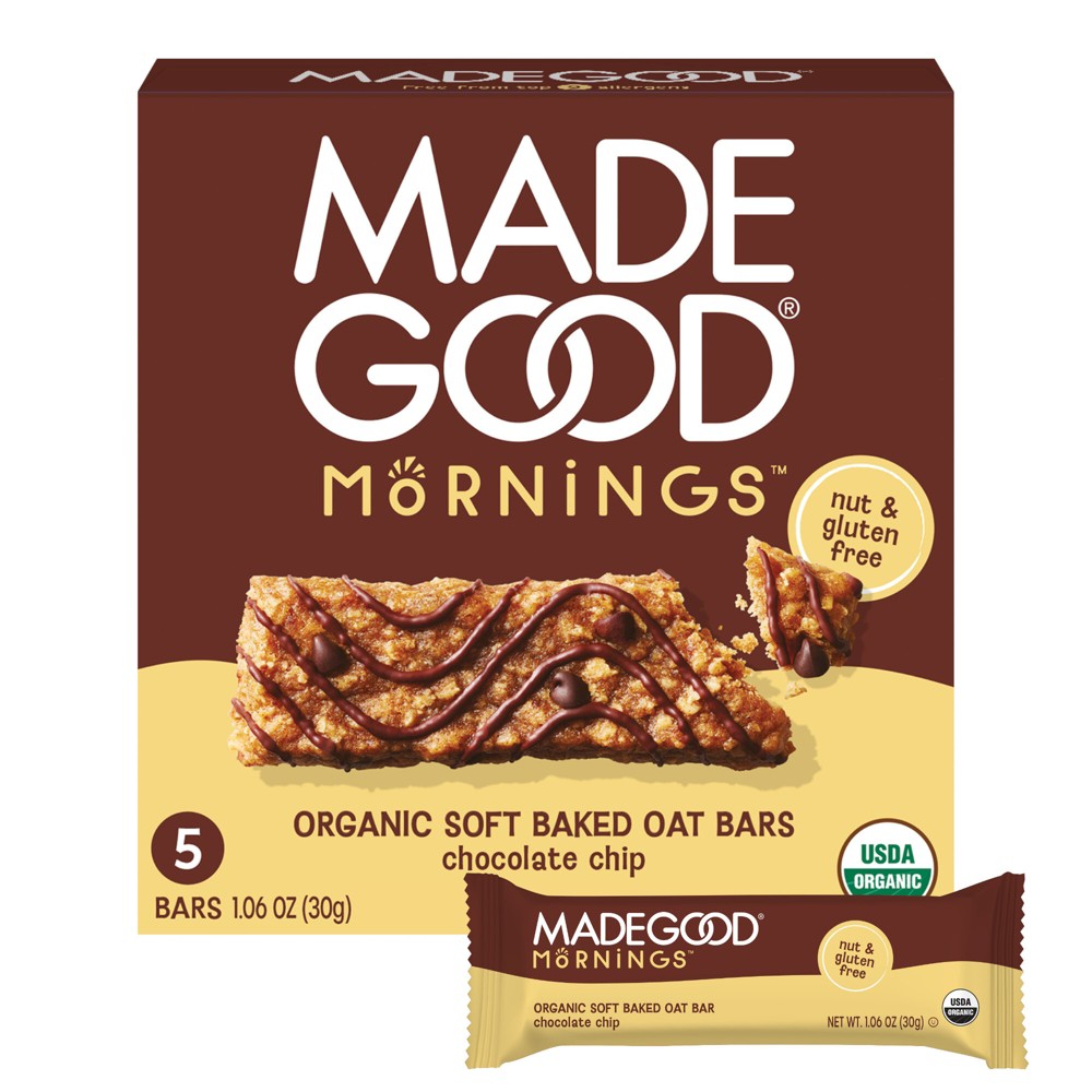 MadeGood Morning Chocolate Chip Bars - 5ct/5.3oz
