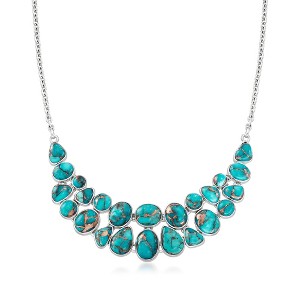 Ross-Simons Kingman Turquoise Bib Necklace in Sterling Silver Size 18 - 1 of 3