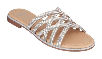 GC Shoes Sage Embellished Laser Cut Slide Flat Sandal