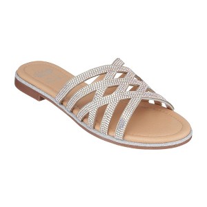 GC Shoes Sage Embellished Laser Cut Slide Flat Sandal - 1 of 4
