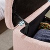 Gulches Modern Pink Faux Fur Storage Ottoman Bench w/ Gold Legs - Padded for End of Bed, Entryway, Living Room/Bedroom, Safety Hinge - 3 of 4