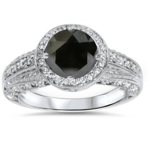 Pompeii3 1 1/4ct Black & White Diamond White Gold Engagement Ring - image 1 of 4