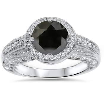Pompeii3 1 1/4ct Black & White Diamond White Gold Engagement Ring