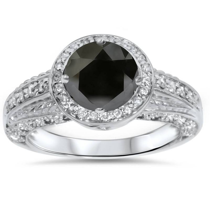 Pompeii3 1 1/4ct Black & White Diamond White Gold Engagement Ring, 1 of 6