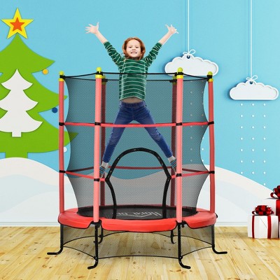 APRILSOUL Red Indoor Trampoline for Kids with Safety Enclosure for 3-10 Year Olds, Indoor and Outdoor Use