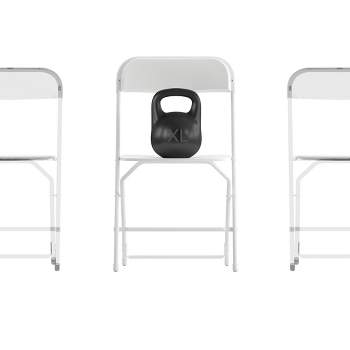Emma and Oliver 4 Pack of All-Weather, Extra Wide Contoured Plastic Folding Chairs with Metal Frame and 650 lb. Static Weight Capacity