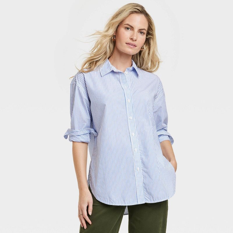 Women's Oversized Long Sleeve Collared Button-Down Shirt - Universal Thread™, 1 of 11