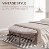 Kumasinova 56" Semi-Circular Tufted End of Bed Bench, French Style Entryway Bench with Distressed Grooved Legs,Ottoman Bench Seat for Bedroom,Beige - 4 of 4