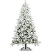 Maggift Artificial Plant Artificial Snow Flocked Christmas Tree 7ft Artificial Hinged Pine Tree with White Realistic Tips Unlit, Green, 55"*55"*84" - 4 of 4