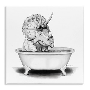 Stupell Industries 17"x17" Kids' Funny Dinosaur Bathing Tub Wall Art Unframed - 1 of 4