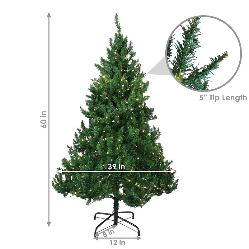 Sunnydaze Indoor Pre-Lit Faux Tannenbaum Slim Holiday Evergreen Christmas Tree with Hinged Branches and Warm White Lights - Green, 3 of 10