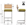 Bekrvio Bar Stools Set of 2/3/4, 26”/30" Barstool with Rattan Back, Velvet-Upholstered & Chrome Frame,Mid Century Modern Kitchen Stool for Island - 4 of 4