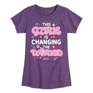 Girls' - Barbie - This Girl Is Changing The World-  Girls Fitted Short Sleeve Graphic T-Shirt Fitted Short Sleeve Graphic T-Shirt - 1 of 4
