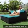 Costway Outdoor Patio Rattan Daybed Pillows Cushioned Sofa Furniture Beige/Turquoise/Red/Black - 4 of 4