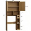 Over Toilet Storage Cabinet Farmhouse Bathroom Cabinet with Paper Holder Rustic Brown Bathroom Storage Organizer with Doors - 2 of 4