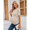 Maternity Shirts Women's Floral Tops Pregnancy Ruched Side Tunic Top - 2 of 4