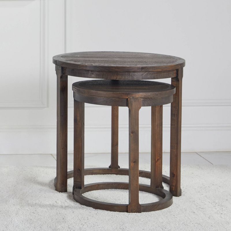 Gary Wood Nesting Round End Table Set Dark Brown - Abbyson Living, 3 of 8