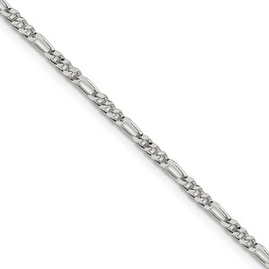 Black Bow Jewelry 2.5mm Sterling Silver Solid Figaro Chain Necklace - 1 of 4