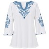 Collections Etc Tonal Embroidered Easy Fit V-Neck Long Length Tunic - 2 of 4